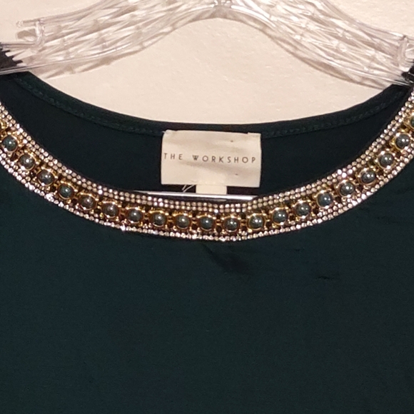 The Workshop Women's Blouse Short Sleeves XL Beaded Neck - Picture 5 of 11